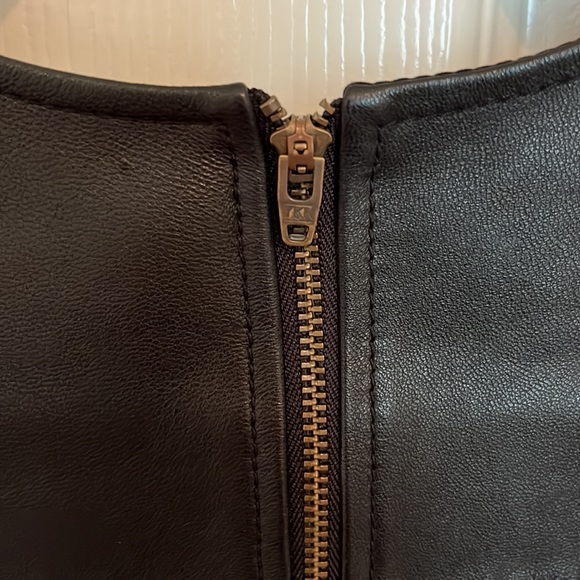 Derek Lam Asymmetrical Wool Blend Leather Dress - Picture 6 of 9